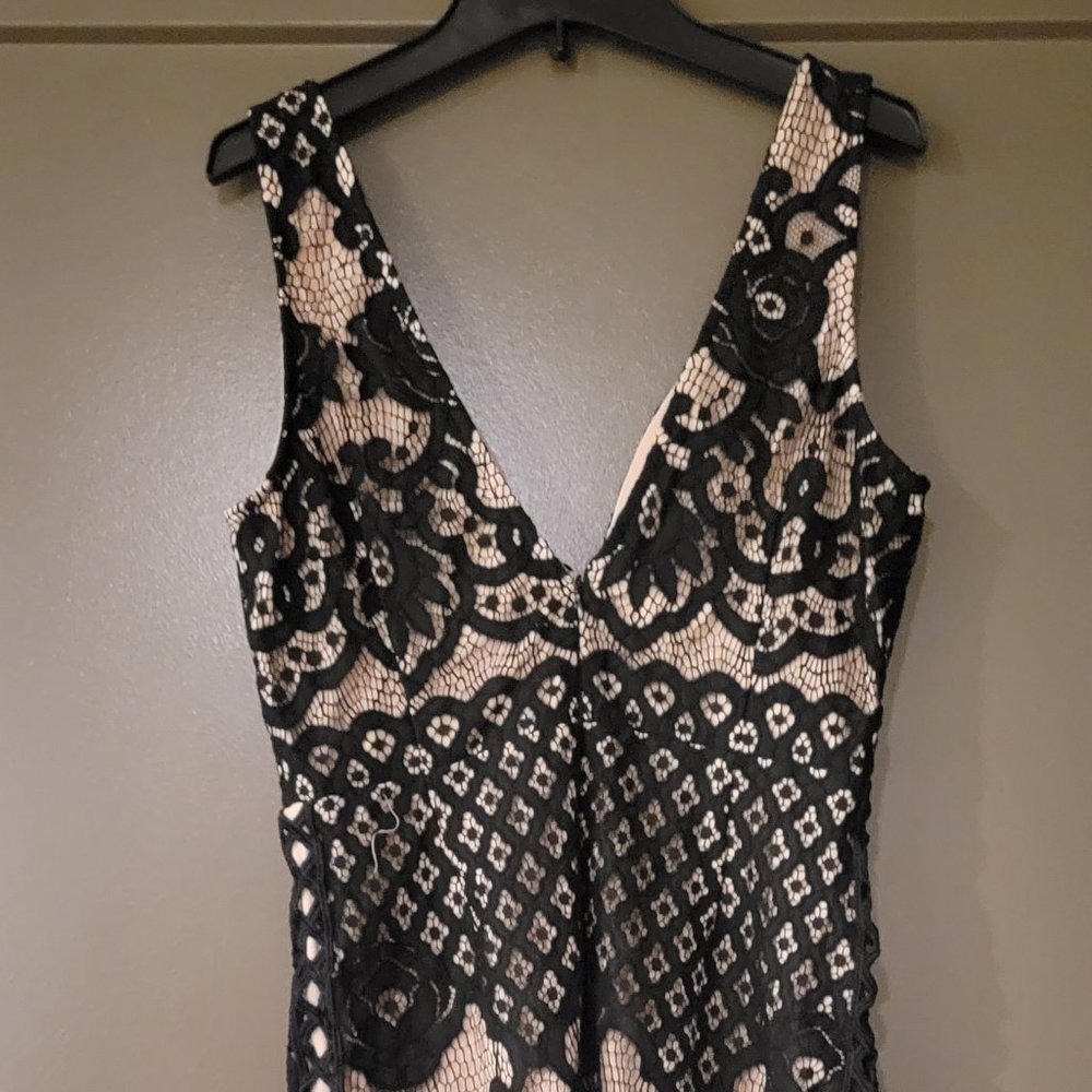 One Of A Kind: Plunging Black Lace Dress View 2